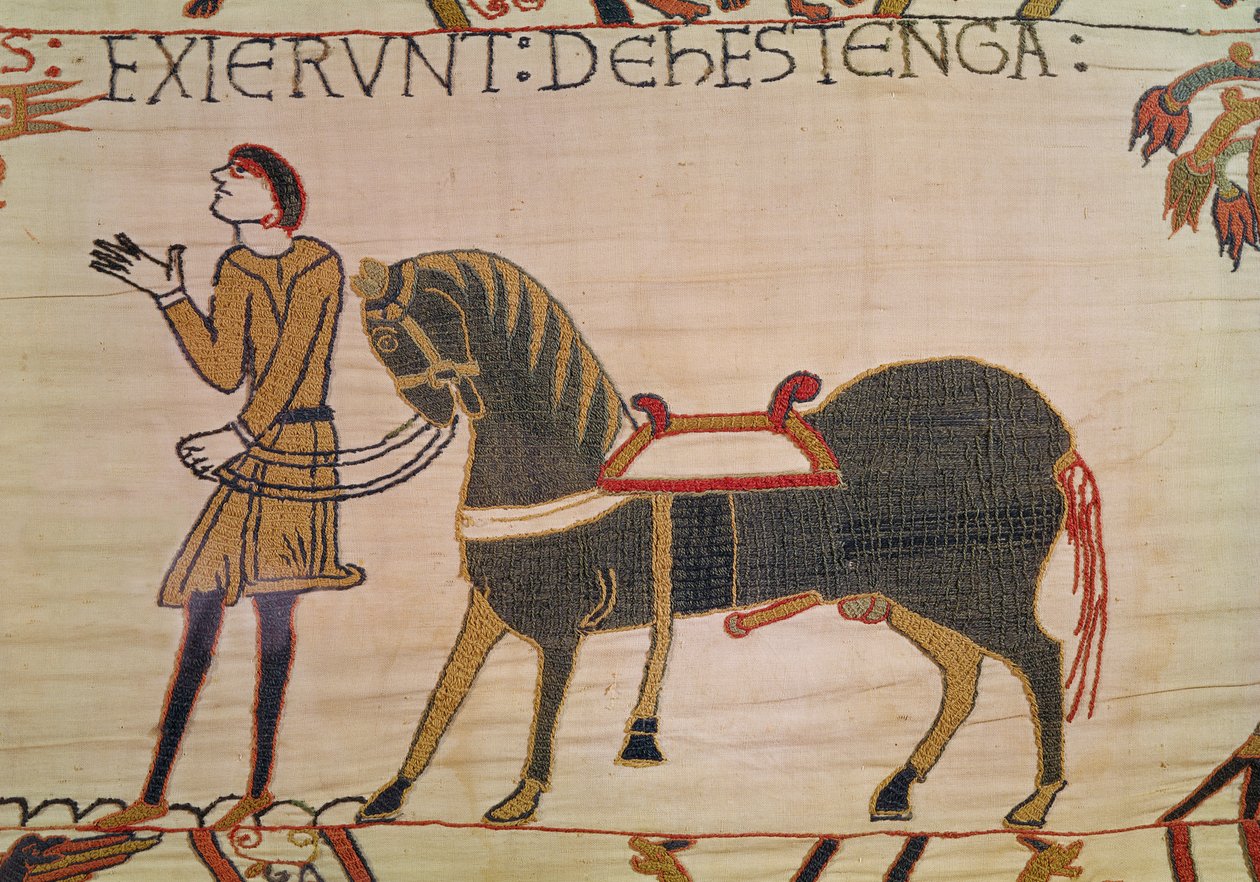 Pan młody przynosi Williamowi swoją ładowarkę, Bayeux Tapestry autorstwa Unbekannt Unbekannt