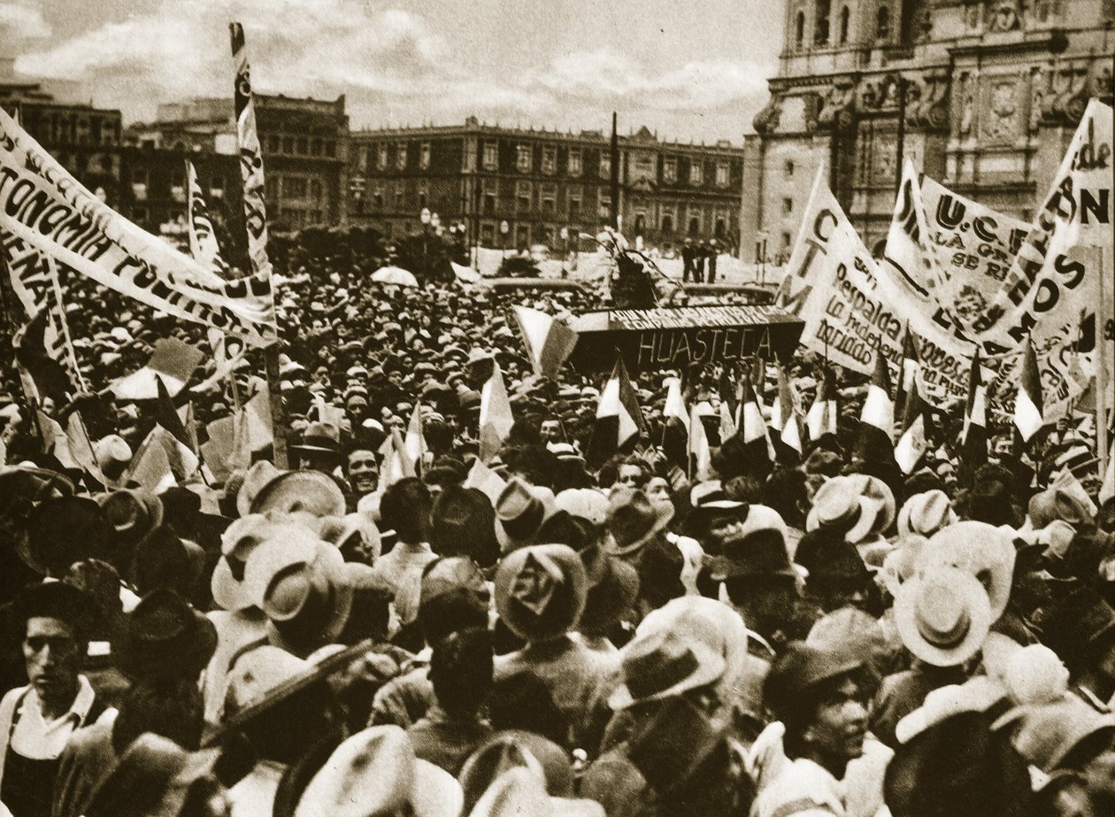 Tłumy w Mexico City świętują nacjonalizację rezerw ropy, marzec 1938 autorstwa Unbekannt Unbekannt