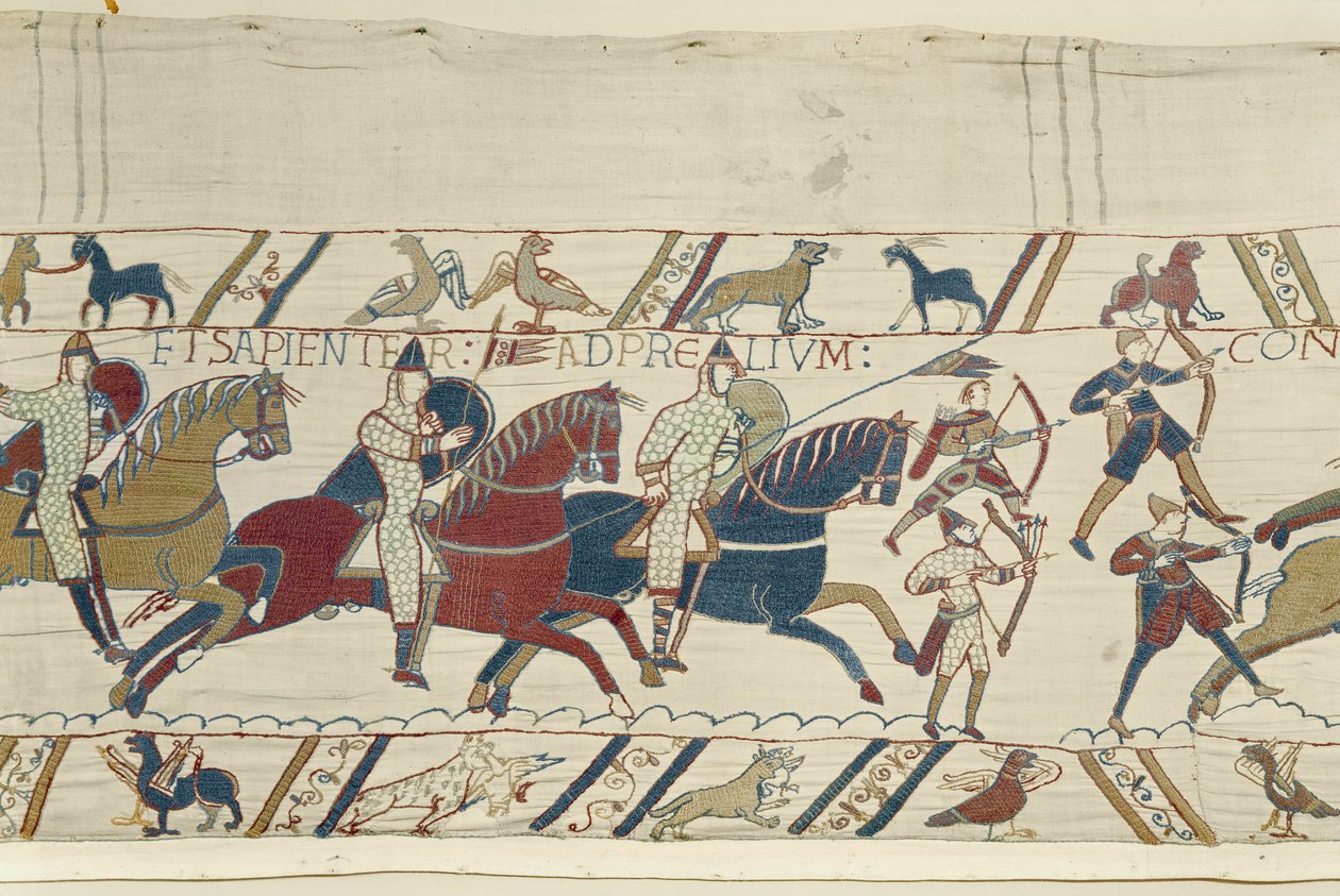 Książę Wilhelm wzywa swoje wojska, aby męsko i rozważnie przygotowały się do bitwy z armią angielską, Bayeux Tapestry autorstwa Unbekannt Unbekannt