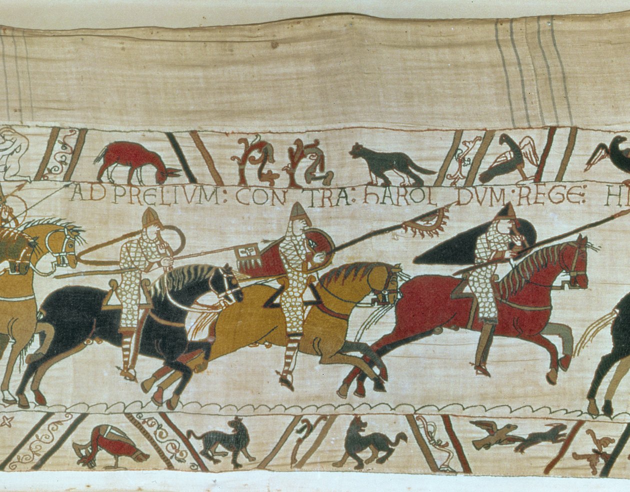 Książę William prowadzi swoich rycerzy do bitwy, Bayeux Tapestry autorstwa Unbekannt Unbekannt