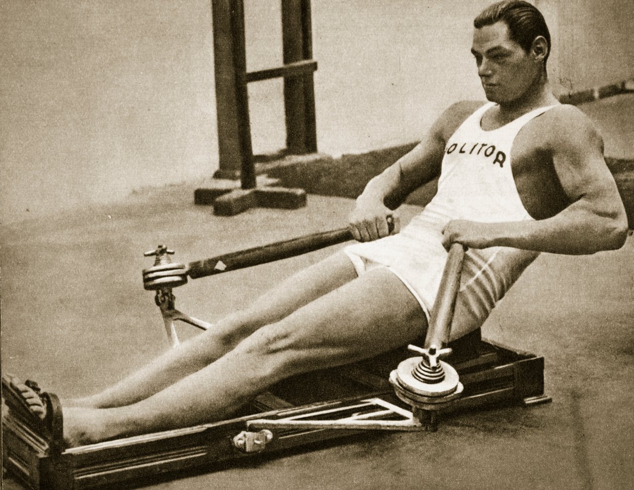 Johnny Weissmuller, pierwszy człowiek, który przepłynął 100 metrów w mniej niż minutę, mistrz olimpiady 1924 i 1928, lata 20. autorstwa Unbekannt Unbekannt