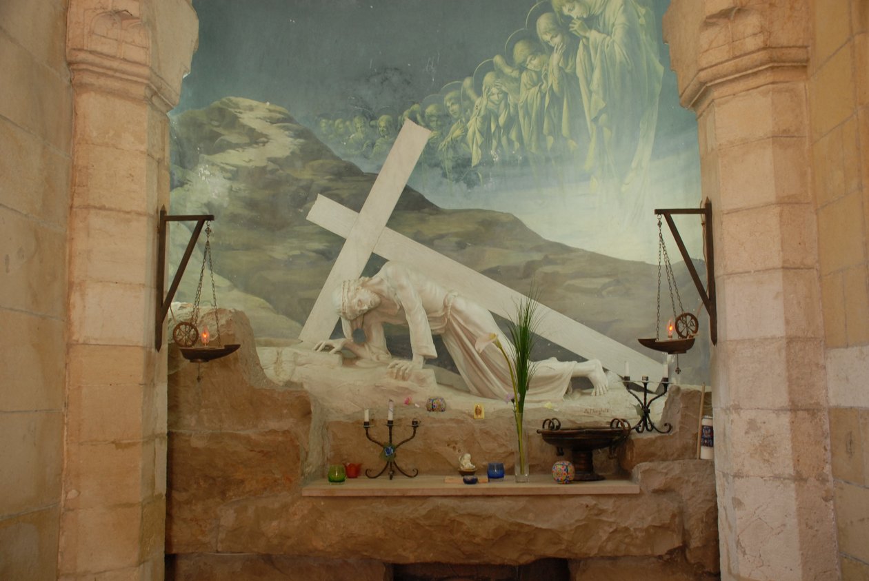 Malarstwo, Chrystus z krzyżem, Via Dolorosa, Jerozolima, Izrael autorstwa Unbekannt Unbekannt