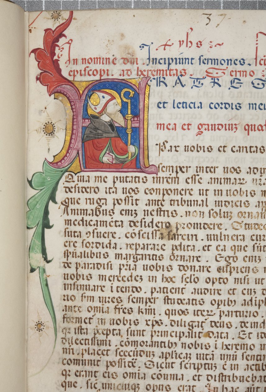 Pseudo-Augustyn, Kazania do braci na pustyni, Fol 1, szczegół, ok. 1350 autorstwa Unbekannt Unbekannt