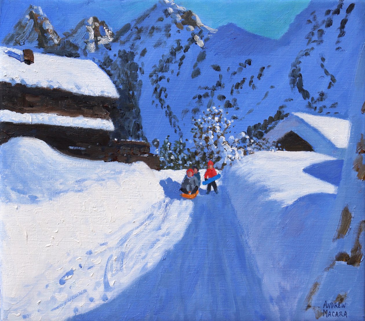 Trzy suwaki, La Clusaz, Francja, 2017, autorstwa Unbekannt Unbekannt