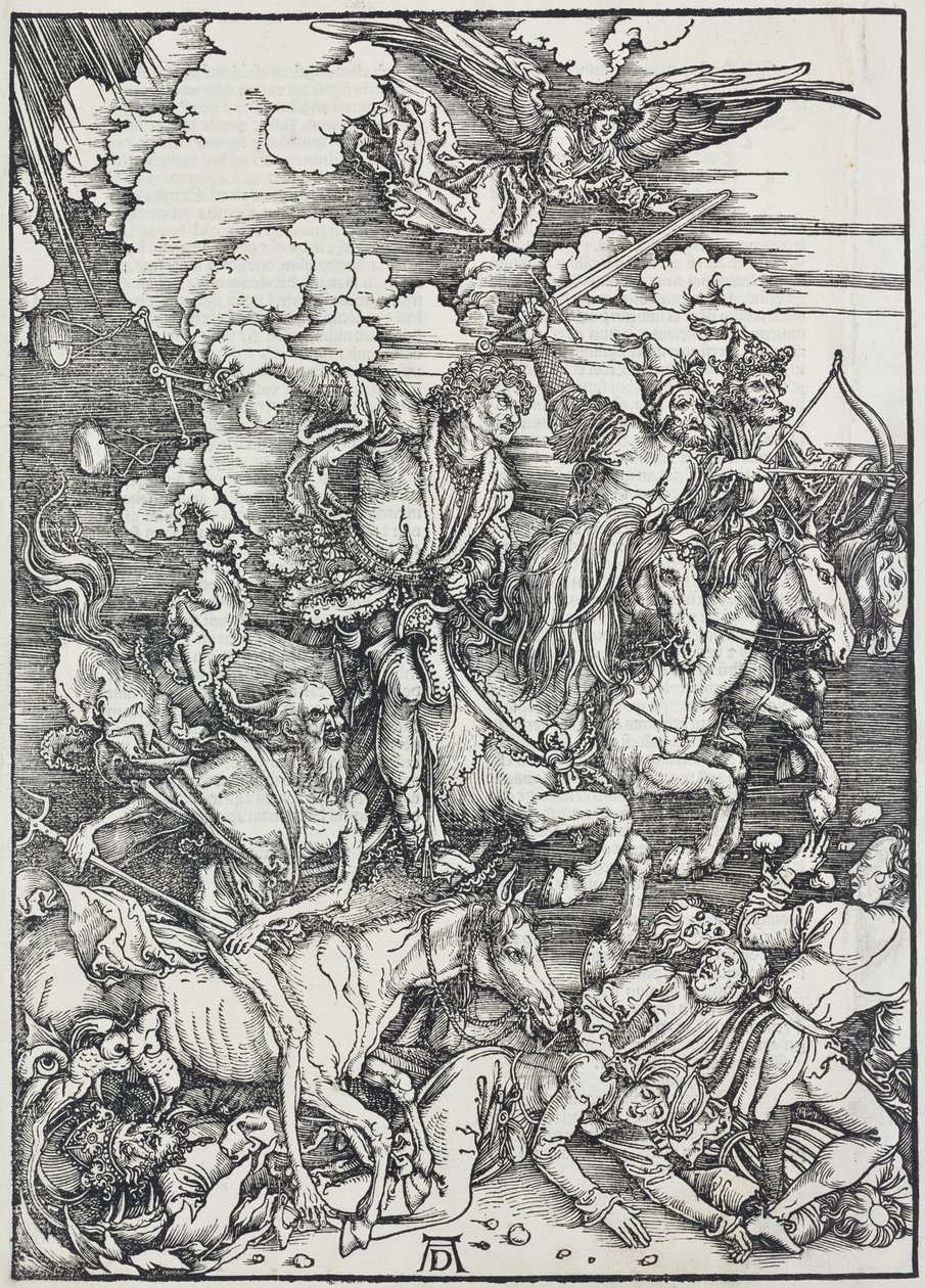 05. Albrecht Dürer, Apokalipsa, III. Czterej apokaliptyczni jeźdźcy, Galeria Narodowa w Pradze autorstwa Unbekannter Künstler