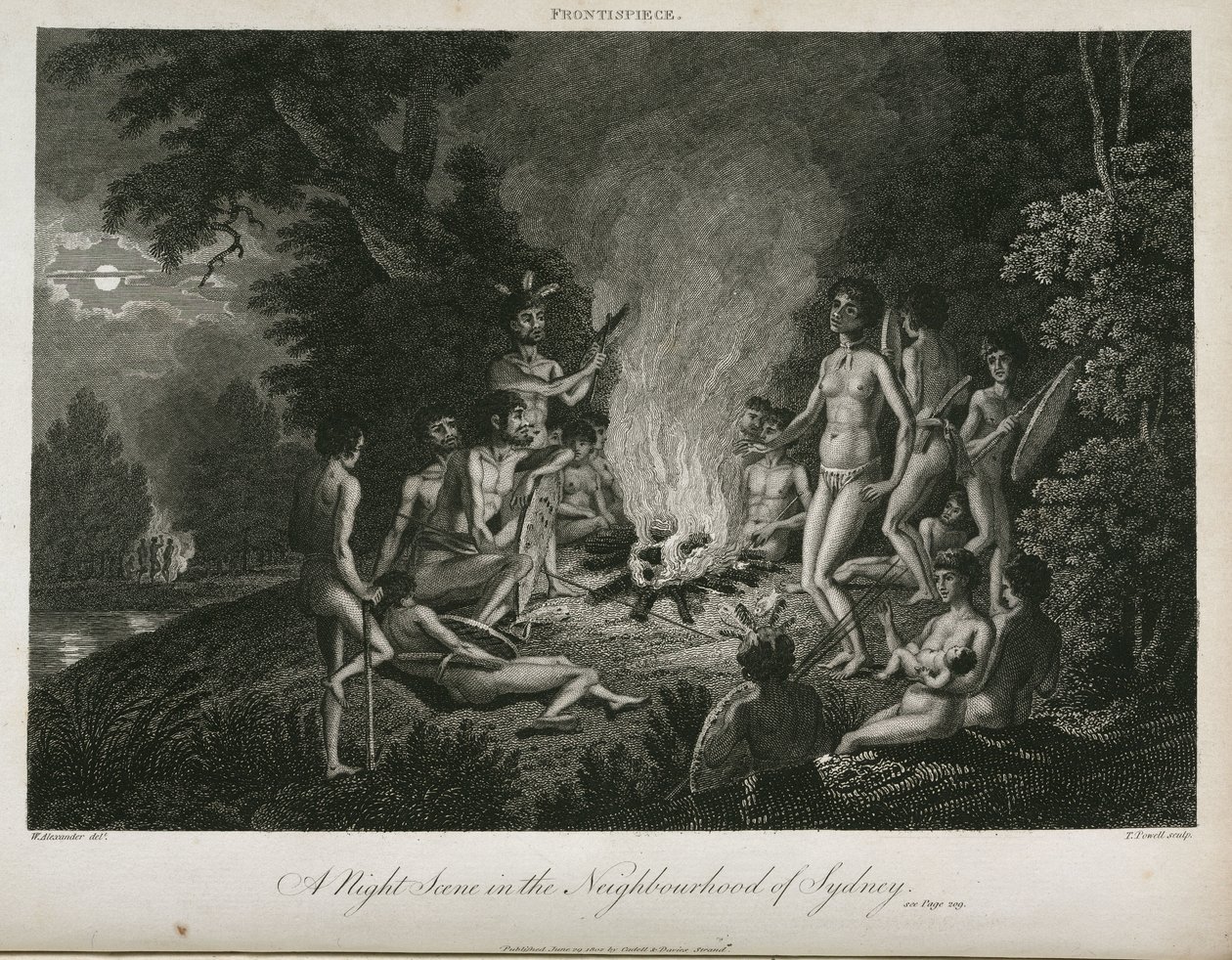 „Scena nocna w sąsiedztwie Sydney”, Australia, ok. 1798 r. autorstwa Unbekannt