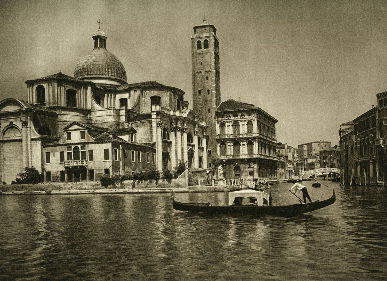 Gondola na Canale Grande naprzeciwko kościoła św. Jeremiasza (San geremia) w sąsiedztwie Cannaregio. Wenecja Fotografia autorstwa Wilhelma Bode autorstwa Unbekannt