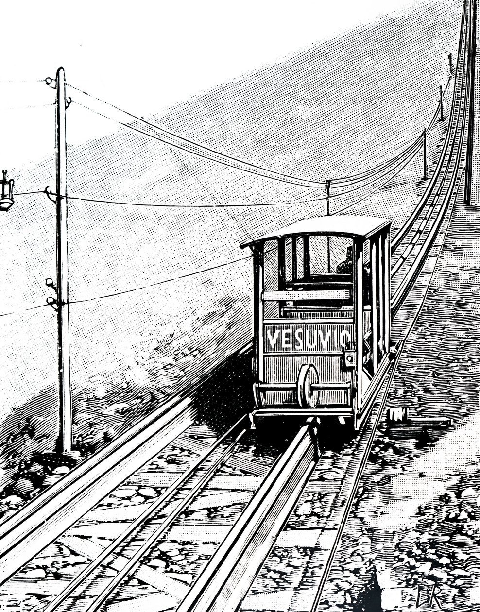 Boczna elewacja wagonu kolejki linowej Vesuvius. autorstwa Unbekannt
