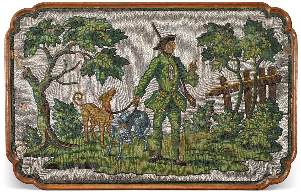 Blat stołu okolicznościowego z niemieckiego dębu i koralików, ok. 1740 autorstwa Unbekannter Künstler