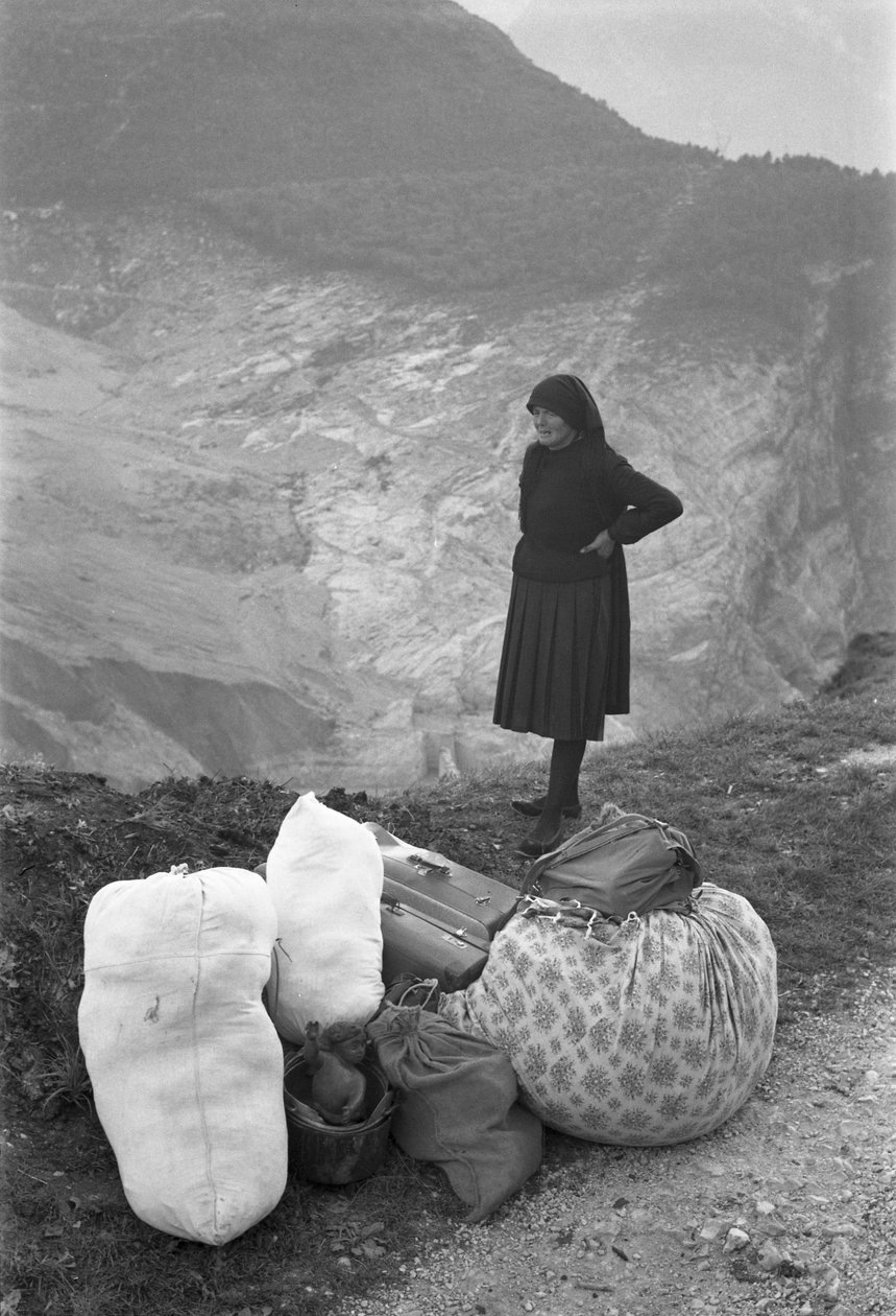 Kobieta opowiada o tragedii, Longarone, Vajont, 9 października 1953 : Torby i bagaże autorstwa Unbekannt