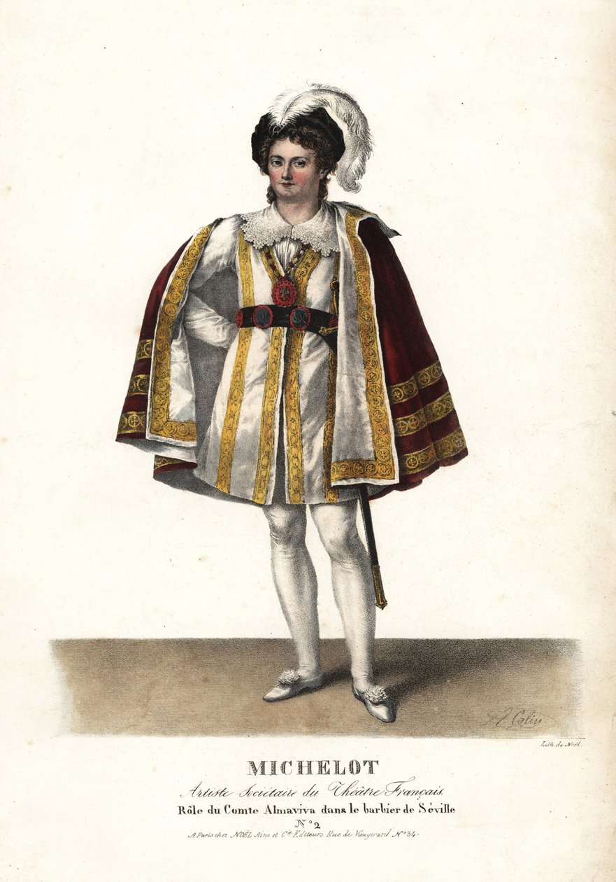 Aktor Pierre Marie Nicolas Michelot jako Comte Almaviva w Le Barbier de Seville Pierre