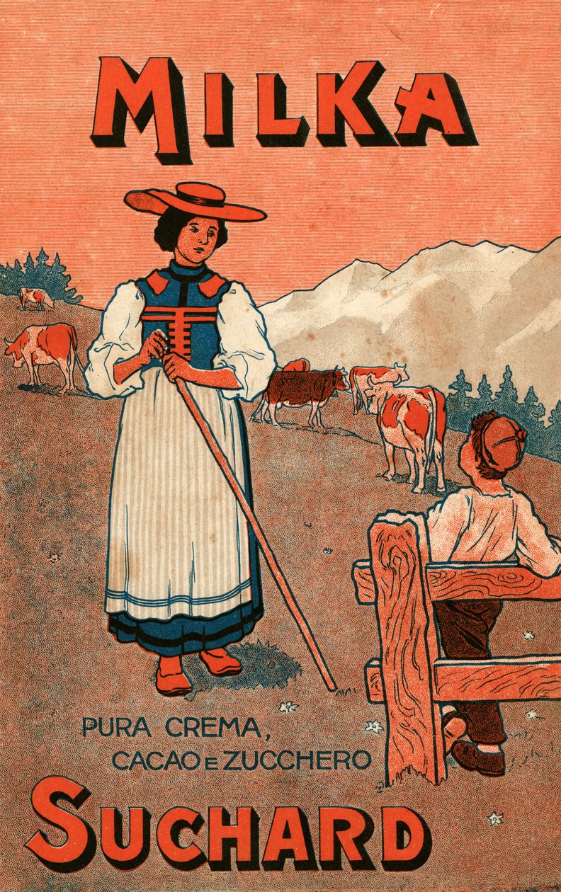 Reklama kremu czekoladowego Milka de Suchard, początek XX wieku (plakat) autorstwa Unbekannter Künstler