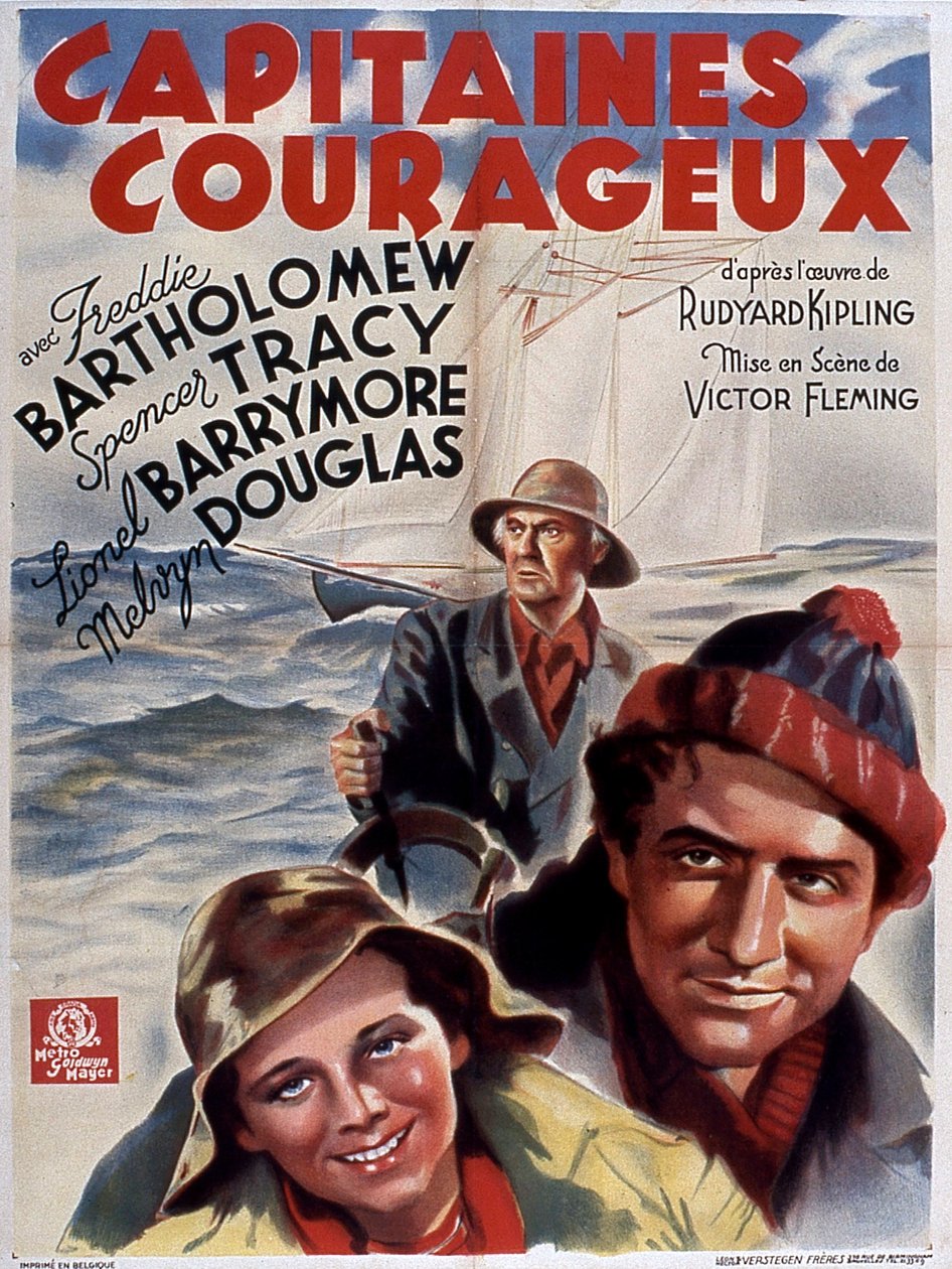 Plakat z filmu Captains Courageous Victora Fleminga z Freddiem Bartholomew (dziecko) Spencerem Tracy i Lionelem Douglasem 1937 (według Rudyarda Kiplinga) autorstwa Unbekannt