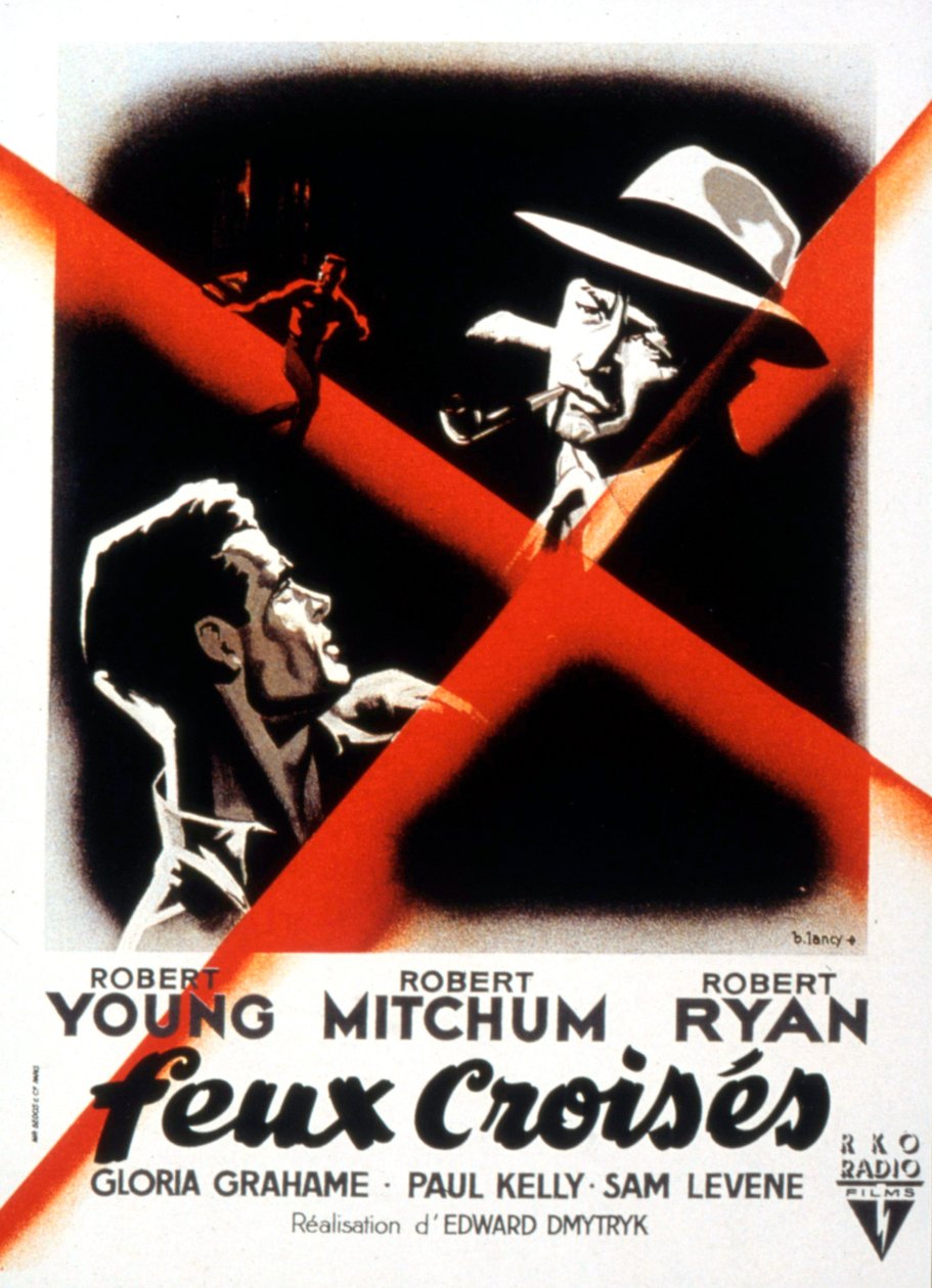 Plakat filmowy Crossfire autorstwa Edwarda dMytryka z Robertem Youngiem Robertem Mitchumem i Robertem Ryanem 1947 autorstwa Unbekannt