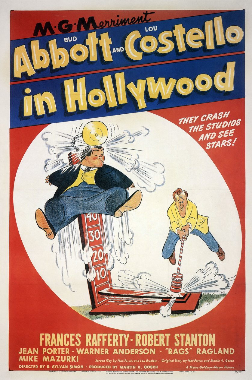Plakat filmu Deux nigauds a Hollywood, ABBOTT I COSTELLO W HOLLYWOOD autorstwa SYLVANSIMON z Budem Abbottem i Lou Costello 1945 autorstwa Unbekannt