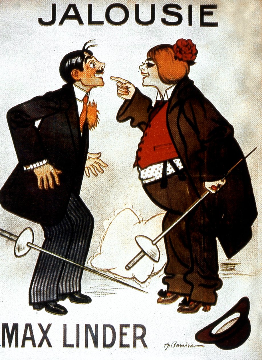Plakat filmowy Zazdrość (Max i zazdrosny mąż) autorstwa MaxLinder z Maxem Linderem 1914 Film niemy - Film niemy autorstwa Unbekannt