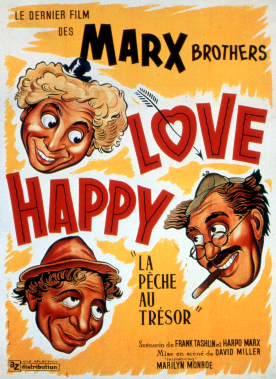 Plakat filmu Treasure Fishing, LOVE HAPPY, autorstwa DAVIDMILLERA z braćmi Marx 1949 autorstwa Unbekannt