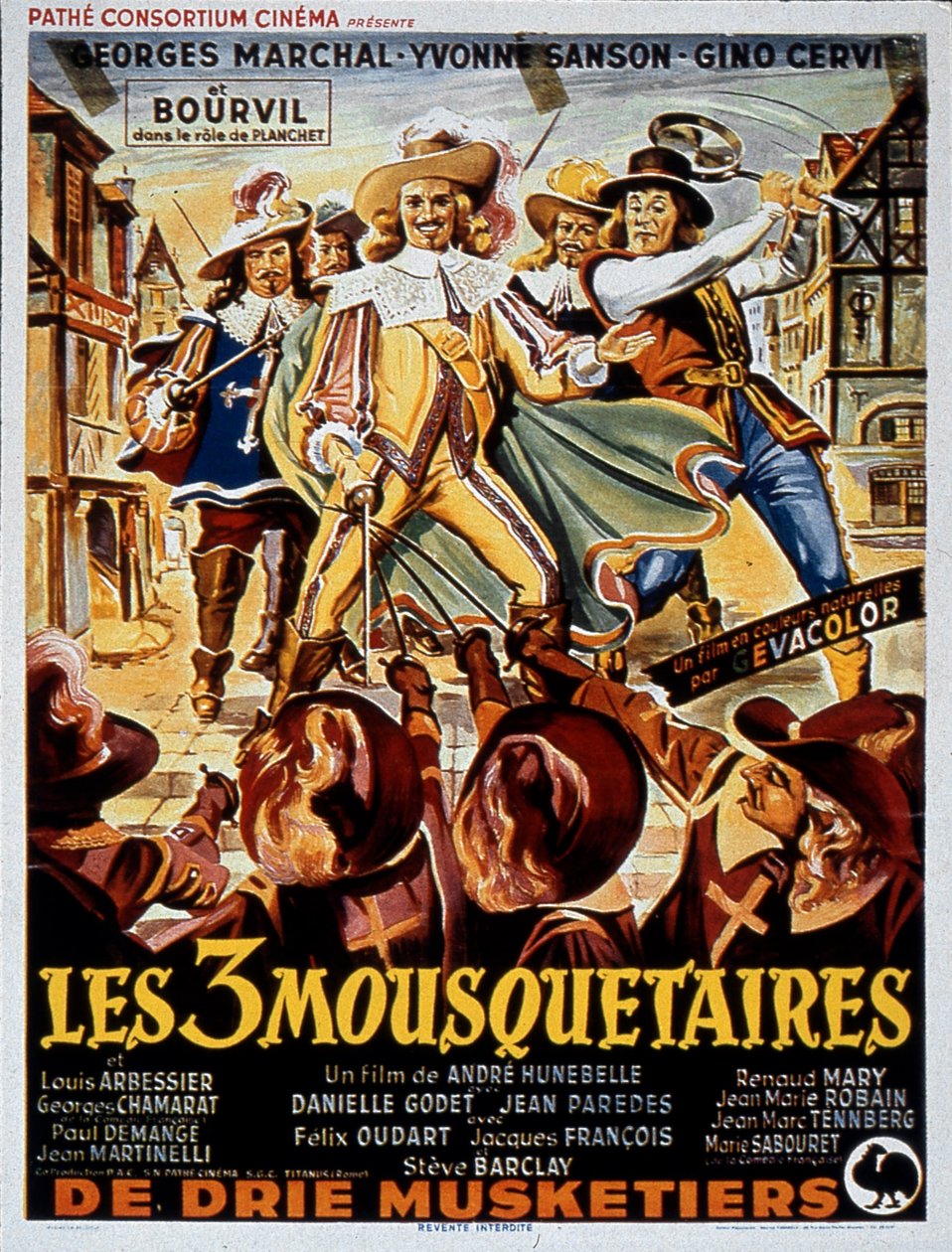 Plakat filmu Trzej muszkieterowie André HuneBelle z Georgesem Marchalem (D