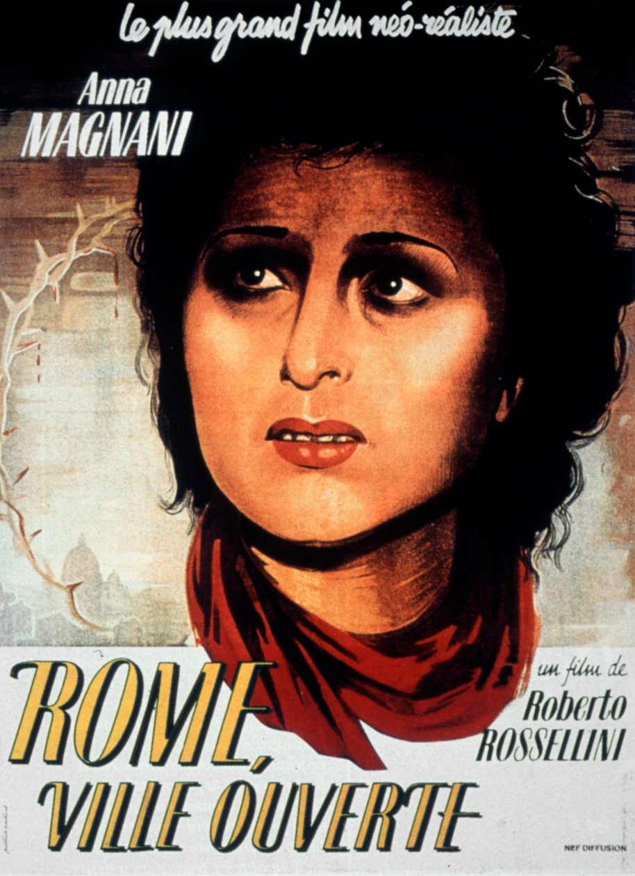 Rzym plakat filmowy otwarte miasto autorstwa Roberto Rosselliniego z Aldo Fabrizi i Anną Magnani 1944 autorstwa Unbekannt