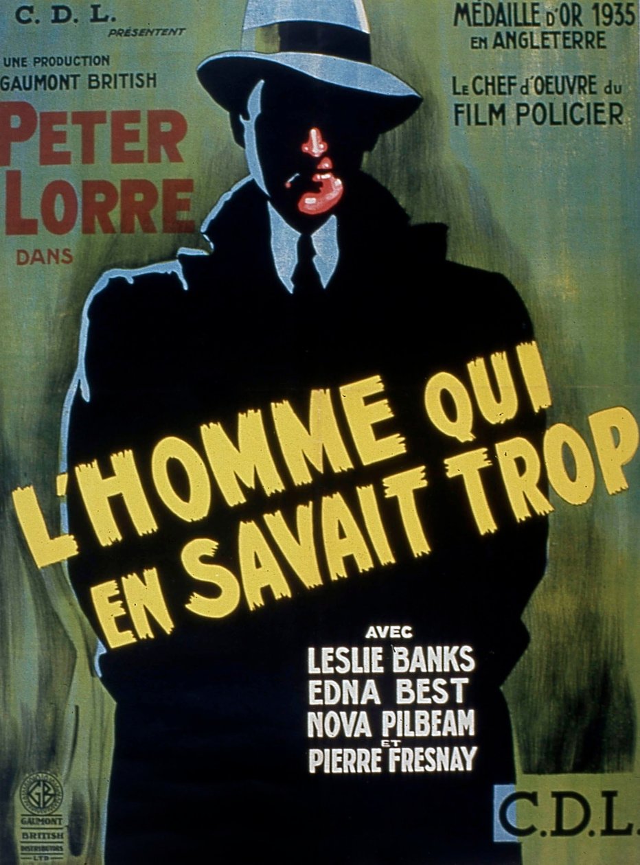 Plakat filmowy CZŁOWIEK, KTÓRY KAWAN TOO MECH w reżyserii AlFredhitchCock z Peterem Lorrem 1934 autorstwa Unbekannt