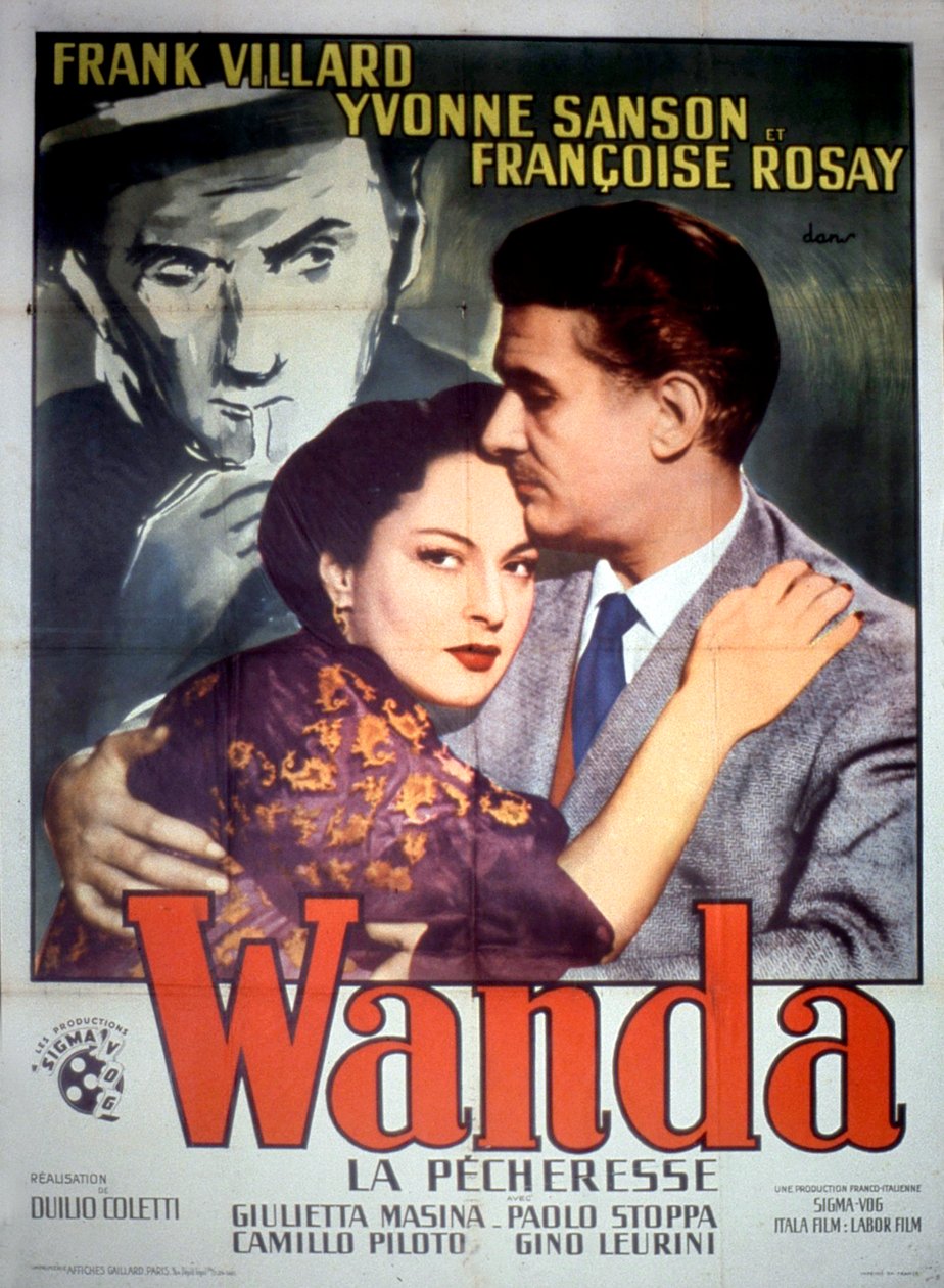 Plakat filmu Wanda la pecheresse autorstwa DuilioColettiego z Frankiem Villard Yvonne Sanson i Francoise Rosay 1952 autorstwa Unbekannt