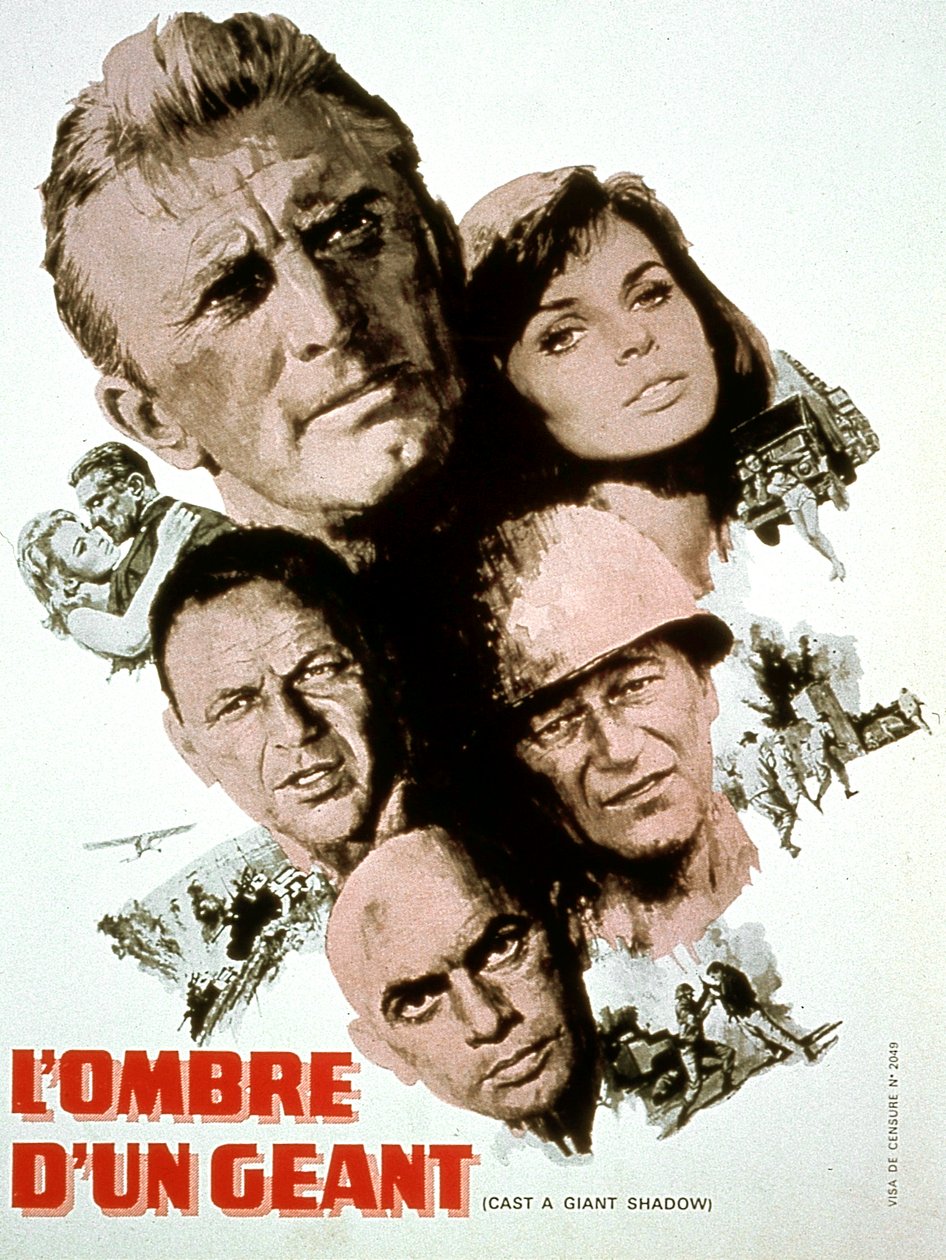 Plakat filmu rzucającego gigantyczny cień autorstwa Melville sHavelson z Kirkiem Douglasem Yul Brynnerem Frankiem Sinatrą John Wayne i Senta Berger 1966 autorstwa Unbekannt