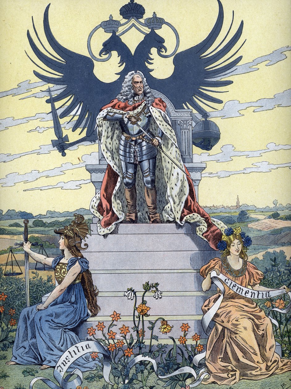 Alegoria „Gott erhalte Franz den Kaiser” (Boże chroń cesarza), około 1900 r. (Ilustracja) autorstwa Unbekannter Künstler