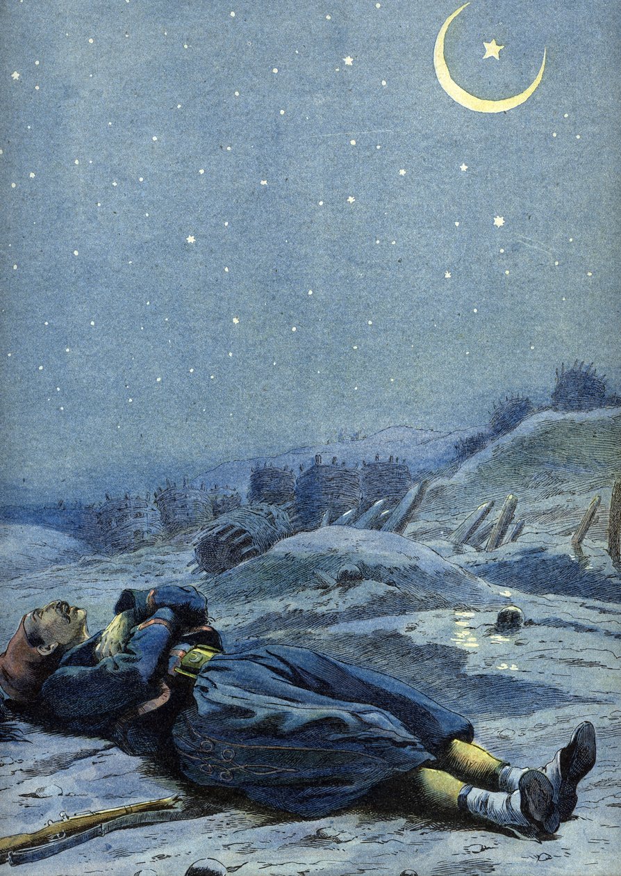 Alegoria tureckiego hymnu narodowego: żołnierz, który zginął za swój kraj, około 1900 r. (Ilustracja) autorstwa Unbekannter Künstler