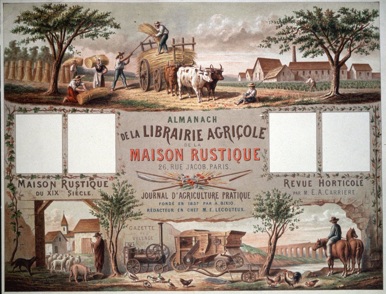 Almanach ilustrujący tradycyjne i nowoczesne metody uprawy. ok. 1870-80 (kolorowa litografia) autorstwa Unbekannter Künstler