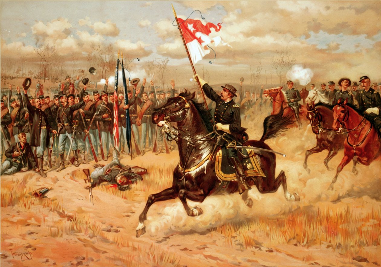 Amerykańska wojna secesyjna 1861-1865: "Jazda Sheridana". Bitwa pod Opequon zwana również trzecią bitwą pod Winchester autorstwa Unbekannter Künstler