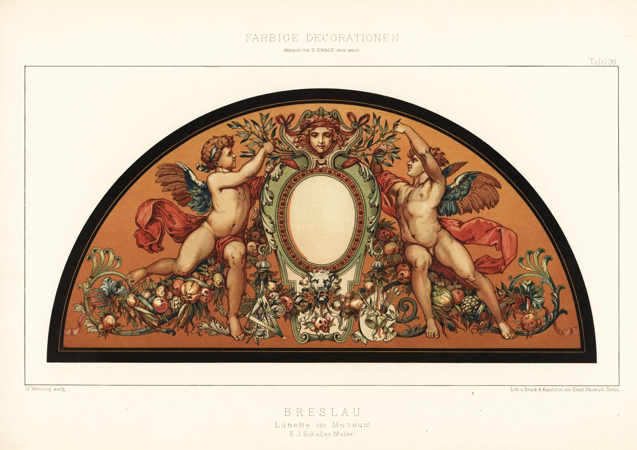 Secesyjny ekran w Muzeum Wrocławia, Polska, 1890 (Chromolitografia) autorstwa Unbekannter Künstler