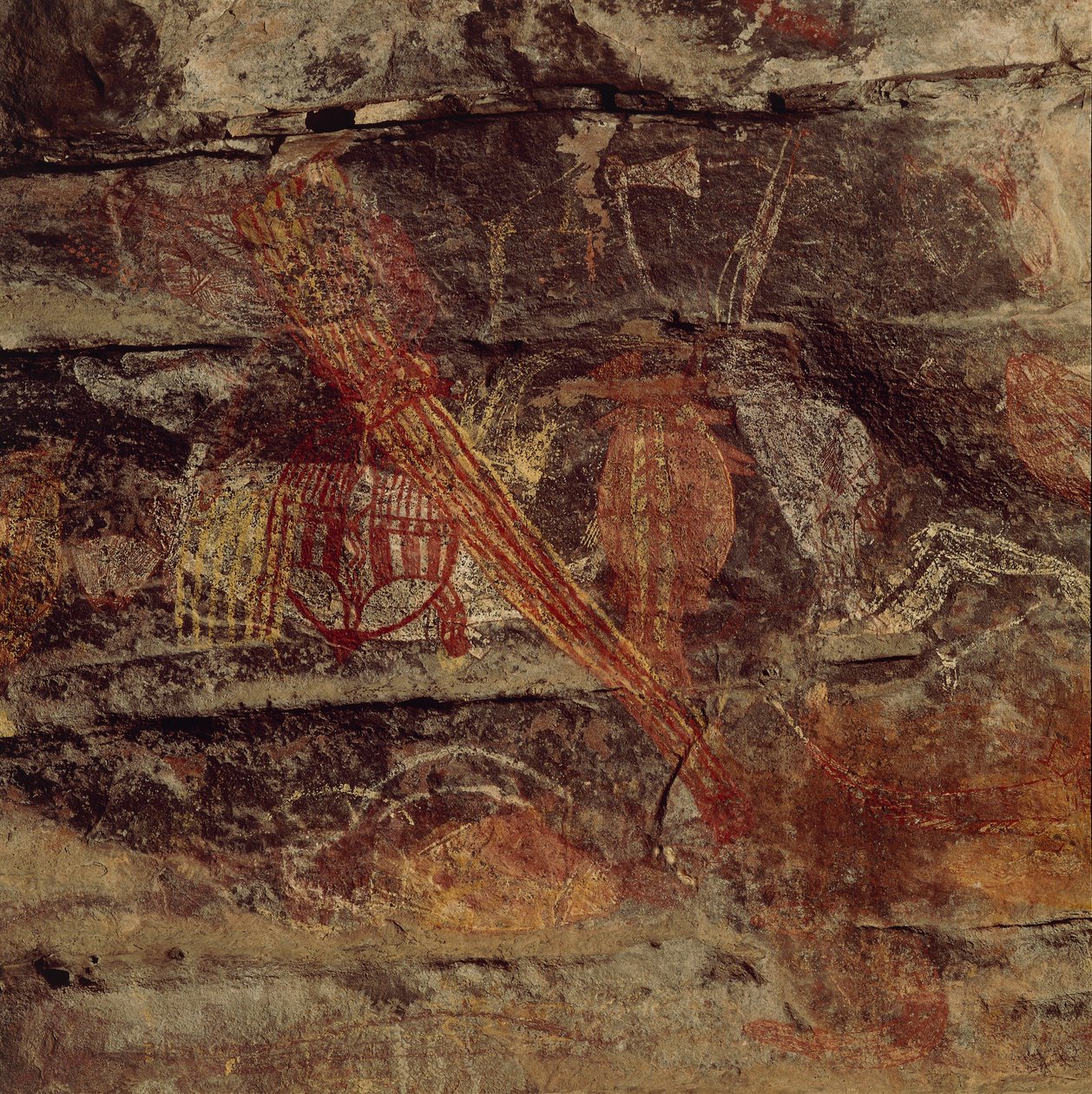 Australia, Terytorium Północne, Ziemia Arnhem, Park Narodowy Kakadu, Skała Obiri, Malowidła naskalne Aborygenów autorstwa Benjamin Baud