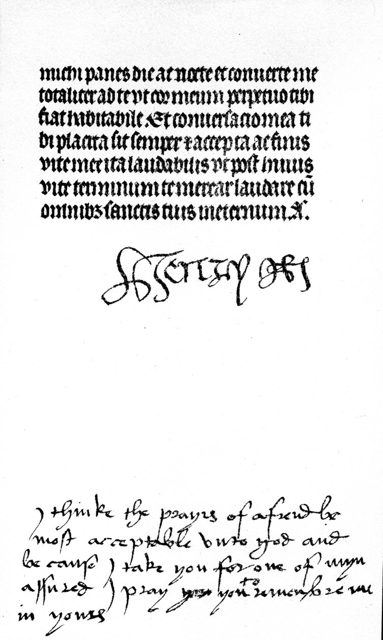 Autograf podpis króla Henryka VIII i napis w ręku jego żony, królowej Katarzyny Aragońskiej (pióro i atrament na welinie) (patrz także 441029) autorstwa Unbekannt