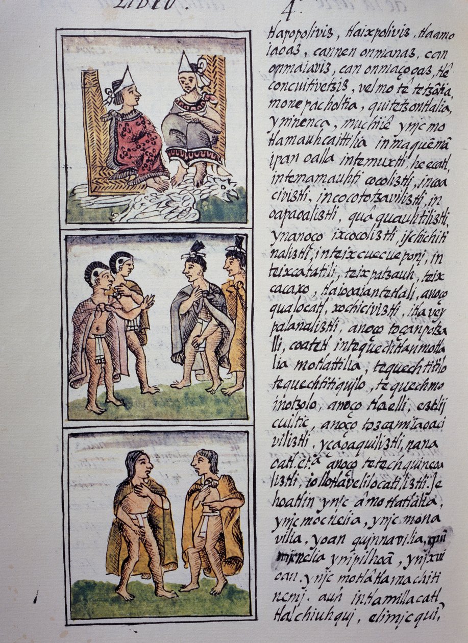 Społeczeństwo Azteków, Księga IV Kodeksu Florenckiego, Wersja dwujęzyczna w języku hiszpańskim i nahuatl, Ogólna historia rzeczy Nowej Hiszpanii, Cywilizacja Azteków autorstwa William M. Timlin