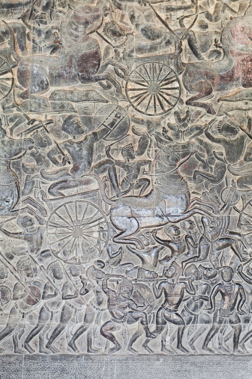 Płaskorzeźby na północnej galerii Angkor Wat w Kambodży autorstwa Unbekannter Künstler