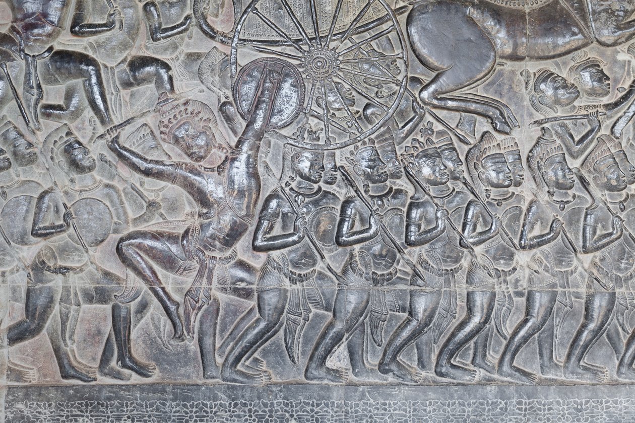 Płaskorzeźby na północnej galerii Angkor Wat w Kambodży autorstwa Unbekannter Künstler
