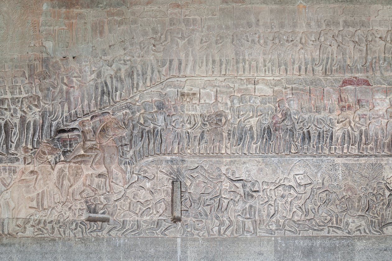 Płaskorzeźby na południowej galerii Angkor Wat w Kambodży autorstwa Unbekannter Künstler