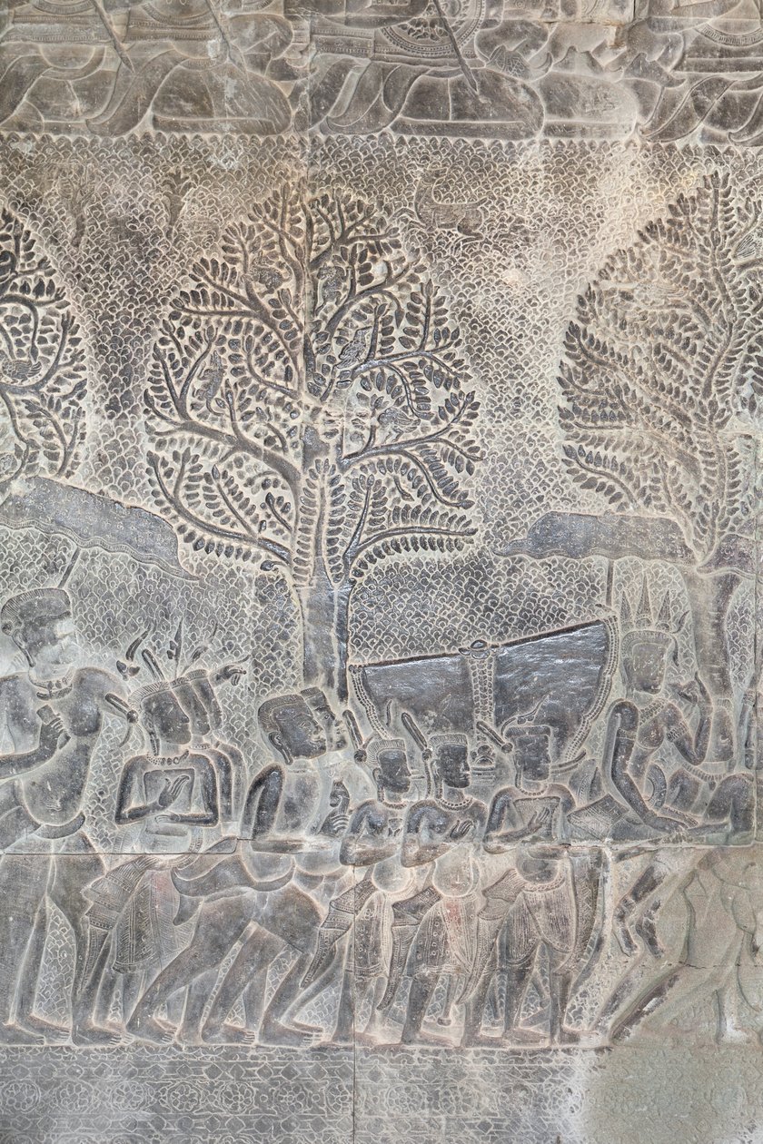 Płaskorzeźby na południowej galerii Angkor Wat w Kambodży autorstwa Unbekannter Künstler