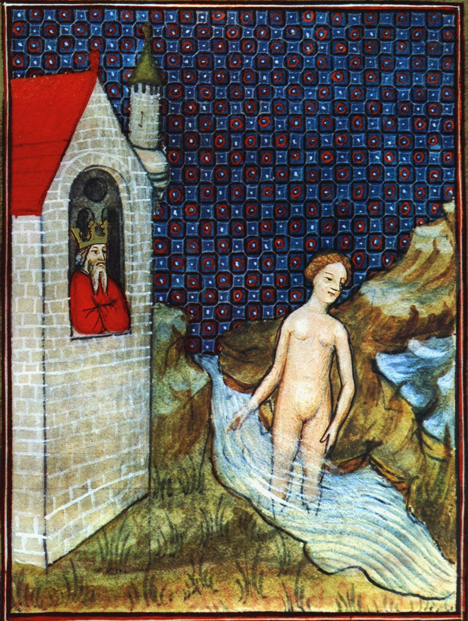 Batszeba według miniatury Biblii zmysłów z XIV wieku autorstwa Unbekannter Künstler