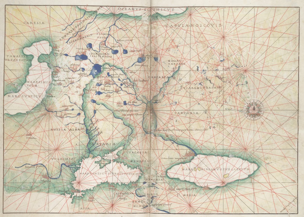 Battista Agnese, PORTOLAN ATLAS (Włochy ok. 1550) 2 autorstwa Unbekannter Künstler