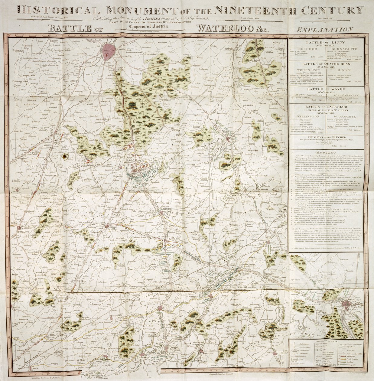 Mapa bitwy pod Waterloo autorstwa Unbekannter Künstler