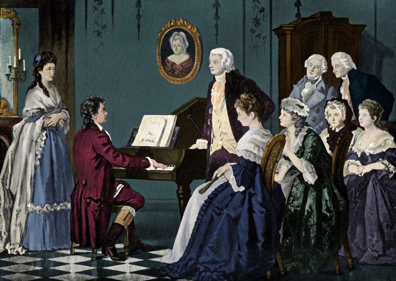 Beethoven gra u Wolfganga Amadeusza Mozarta autorstwa Unbekannter Künstler