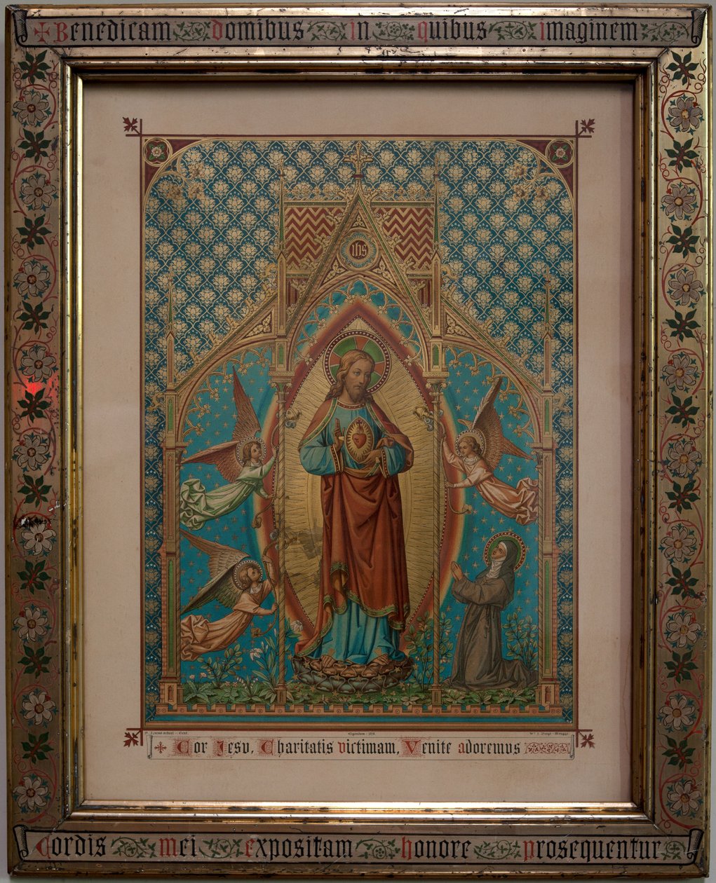 bevere. Kościół parafialny (Orkiestry św. Piotra). Wnętrze. Oddanie kolorowego nadruku. Szkoła S Lucas Gandawa, własność 1875, WZ Dreyt Bruges. Neogotyk. autorstwa Unbekannt