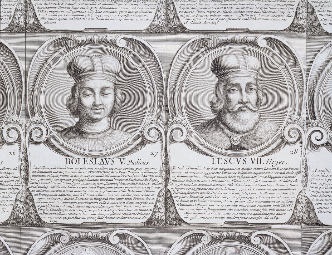 Bolesław V Wstydliwy i Leszek II Czarny, nr. 27 i 28 z „Seria chronologiczna książąt i królów polskich” (rycina) autorstwa Unbekannt