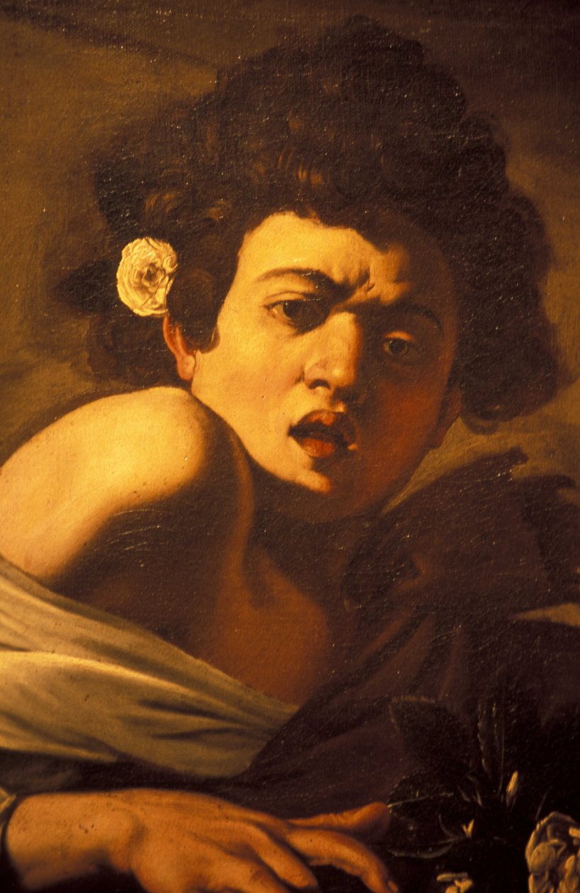 Chłopiec ugryziony przez jaszczurkę (detal), dzieło Caravaggia, Palazzo Ducale, Genua, Liguria, Włochy autorstwa Unbekannt