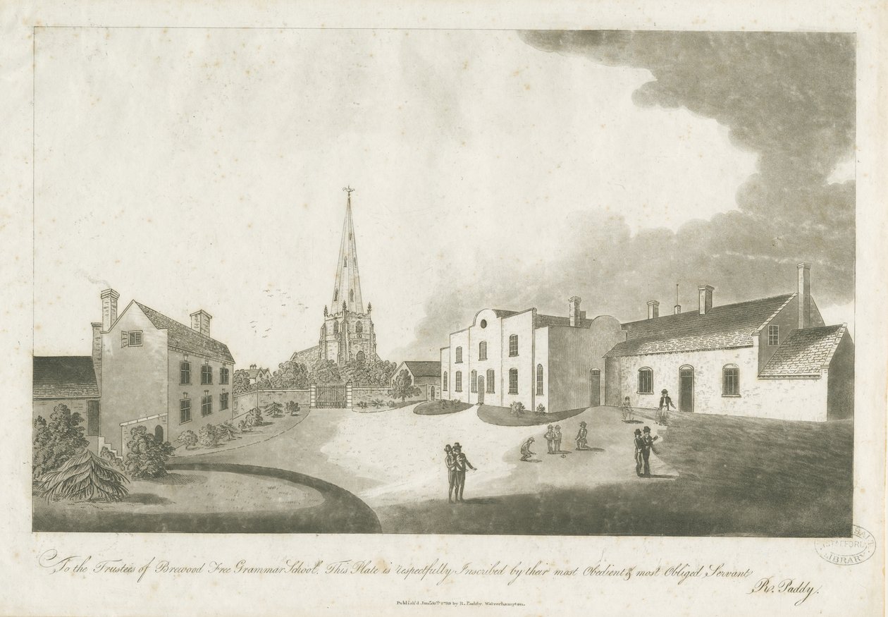 Brewood Grammar School: grawerowanie akwatinty, 30 stycznia 1799 autorstwa Unbekannt
