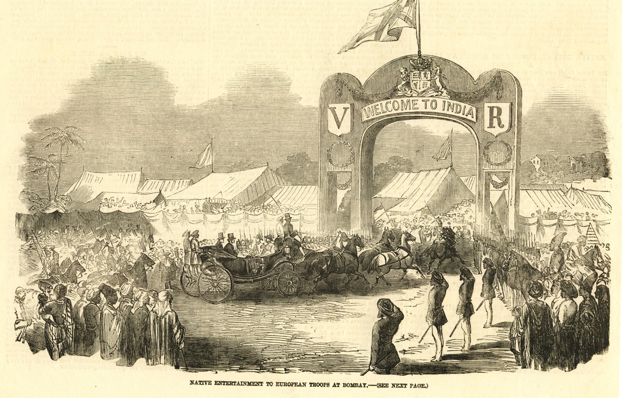 Brytyjski powóz konny w Bombaju, ok. 1800 r. (ilustracja) autorstwa Unbekannter Künstler
