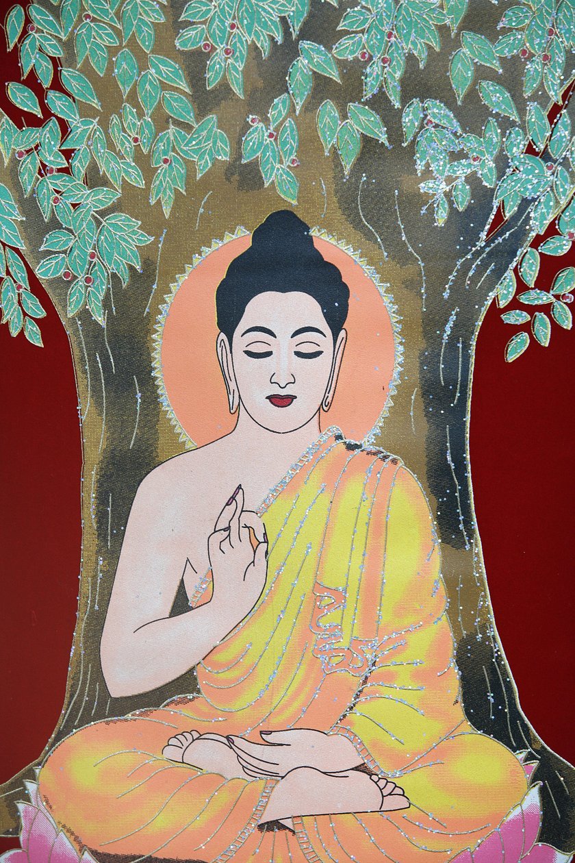 Budda dający błogosławieństwo. Thangka, Katmandu, Nepal autorstwa Unbekannt