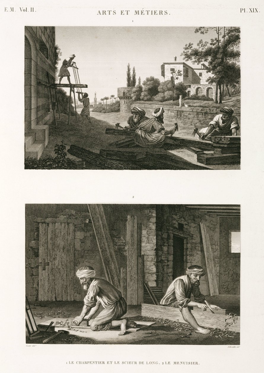 Budownictwo i naprawa stolarzy i stolarzy, Egipt, ok. 1798 r. autorstwa Unbekannt