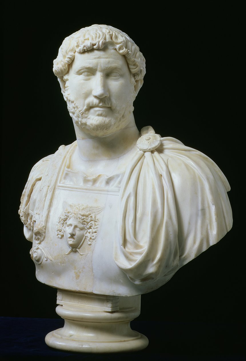 Popiersie cesarza Hadriana (Publius Aelius Hadrianus) (76-138), ok. 130 ne (marmur) autorstwa Unbekannt